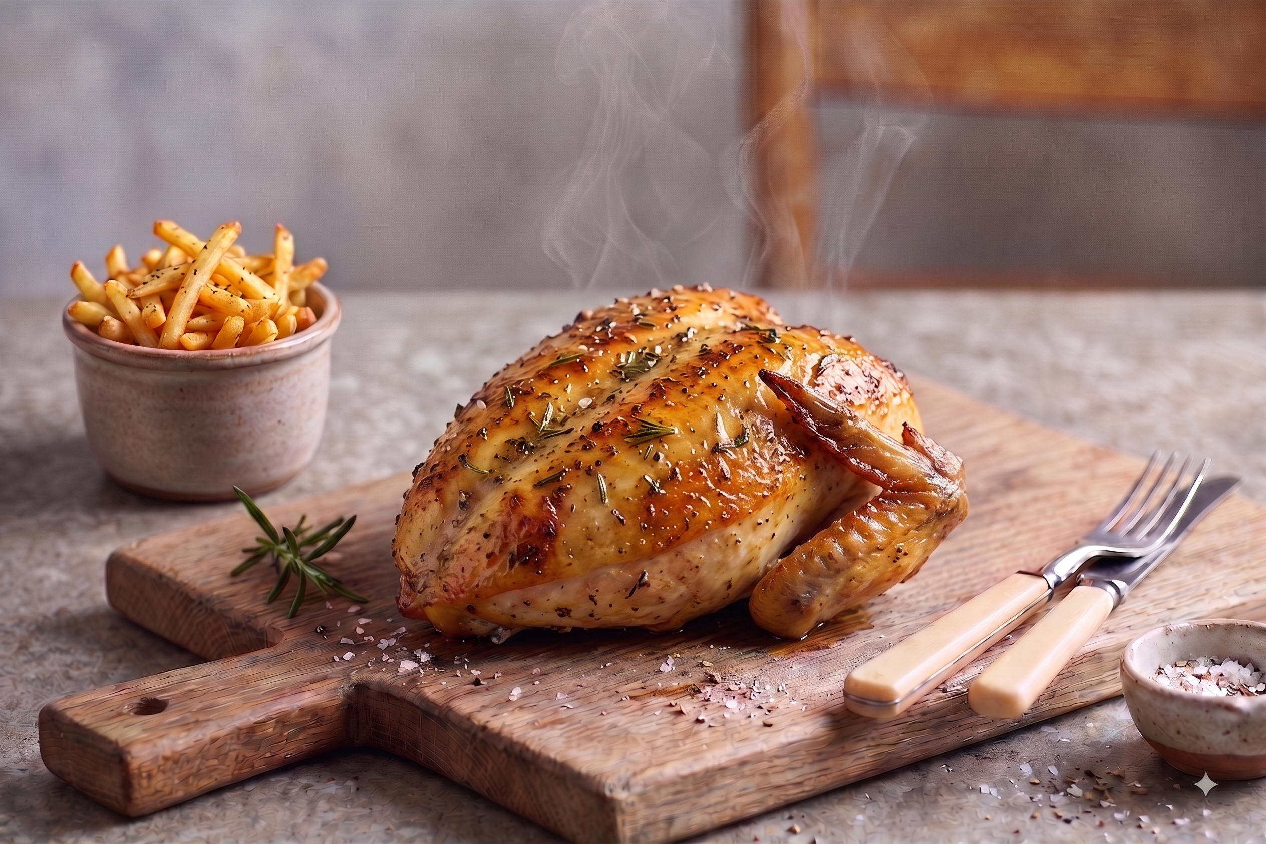 1/4 Pollo Asado (pechuga) con papas fritas individual $5.600 - Tremendo Pollo La Florida
