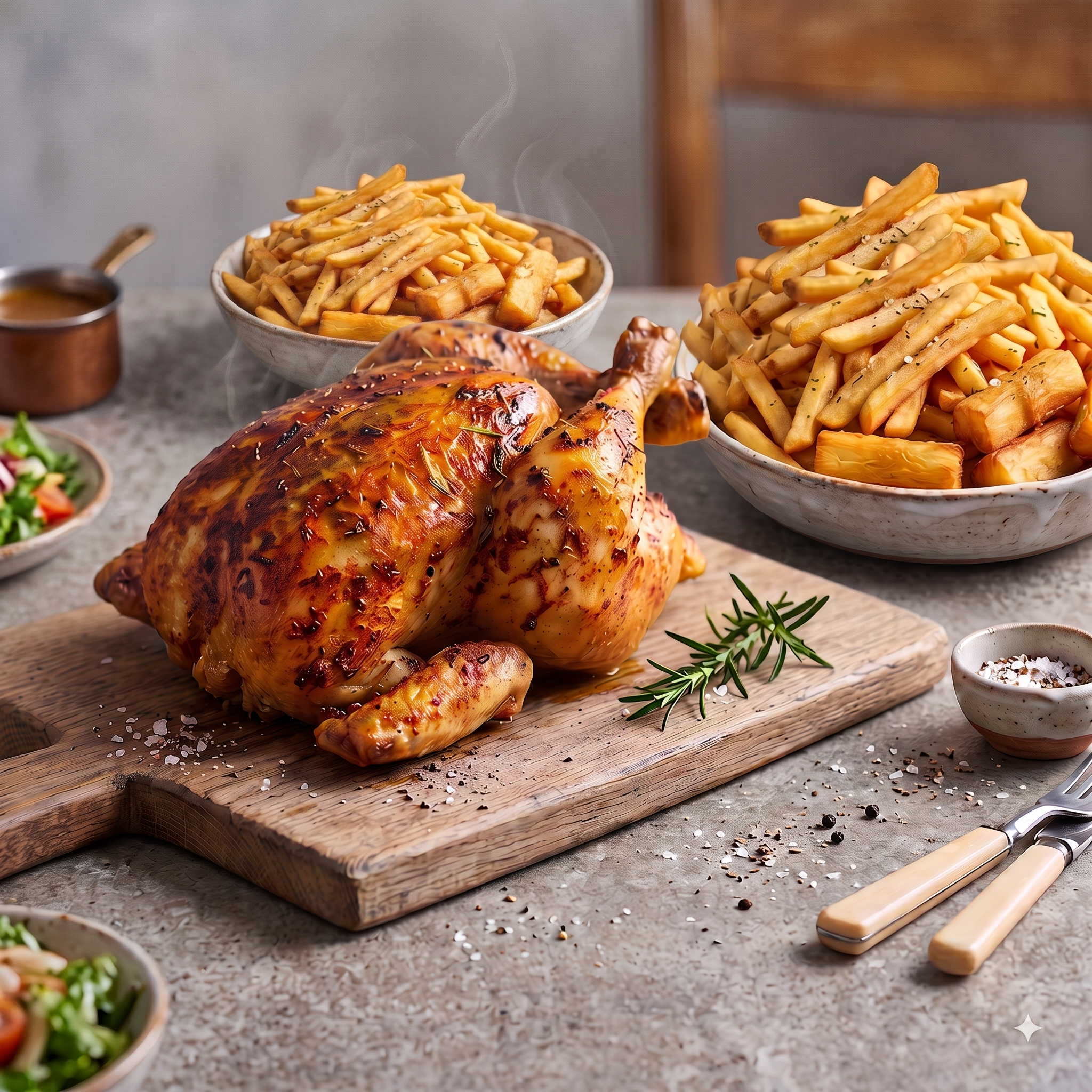 Combo Pollo Asado con Papas Fritas Extra Familiar $24.000 - Tremendo Pollo La Florida