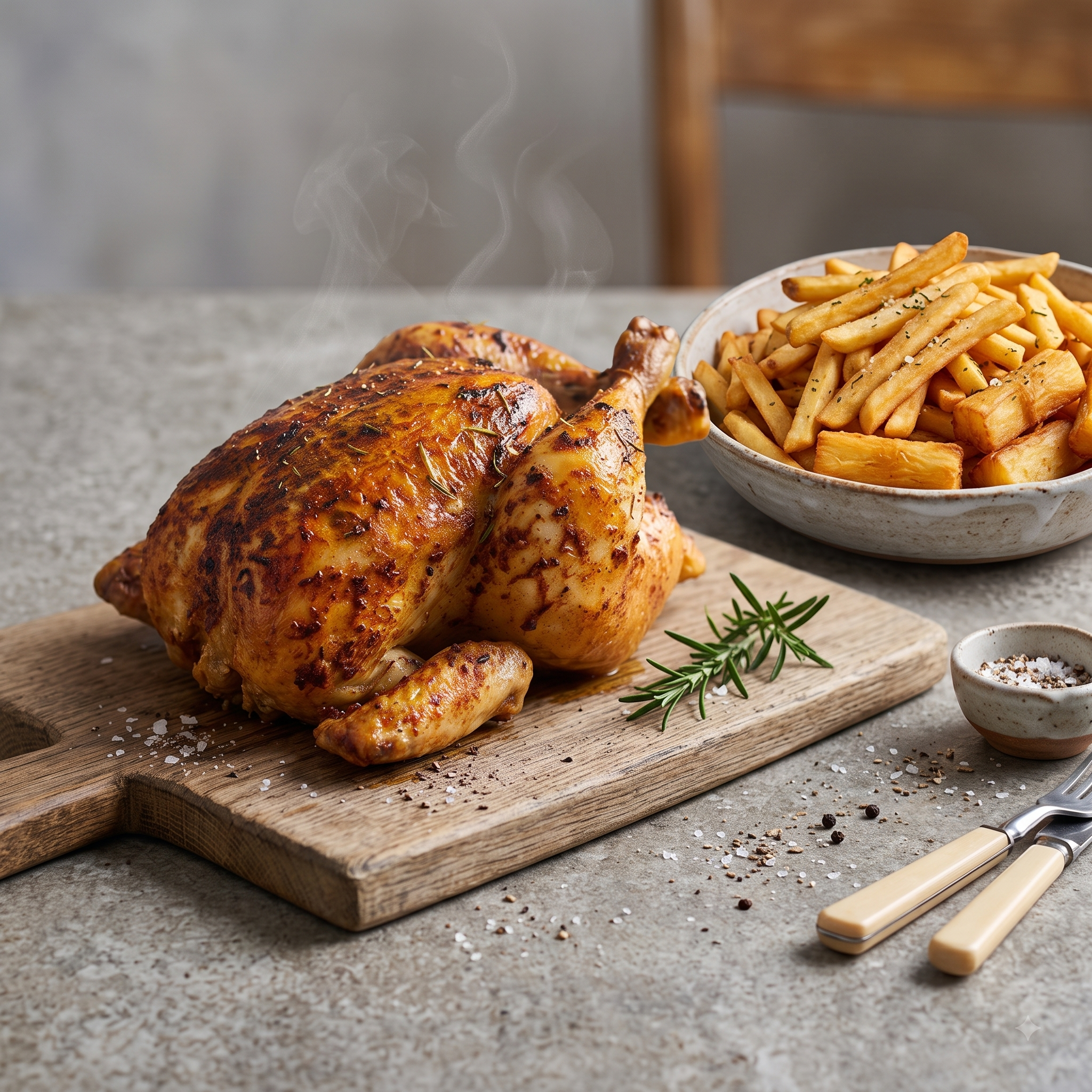 Combo Pollo Asado con Papas Fritas Medianas $19.000 - Tremendo Pollo La Florida