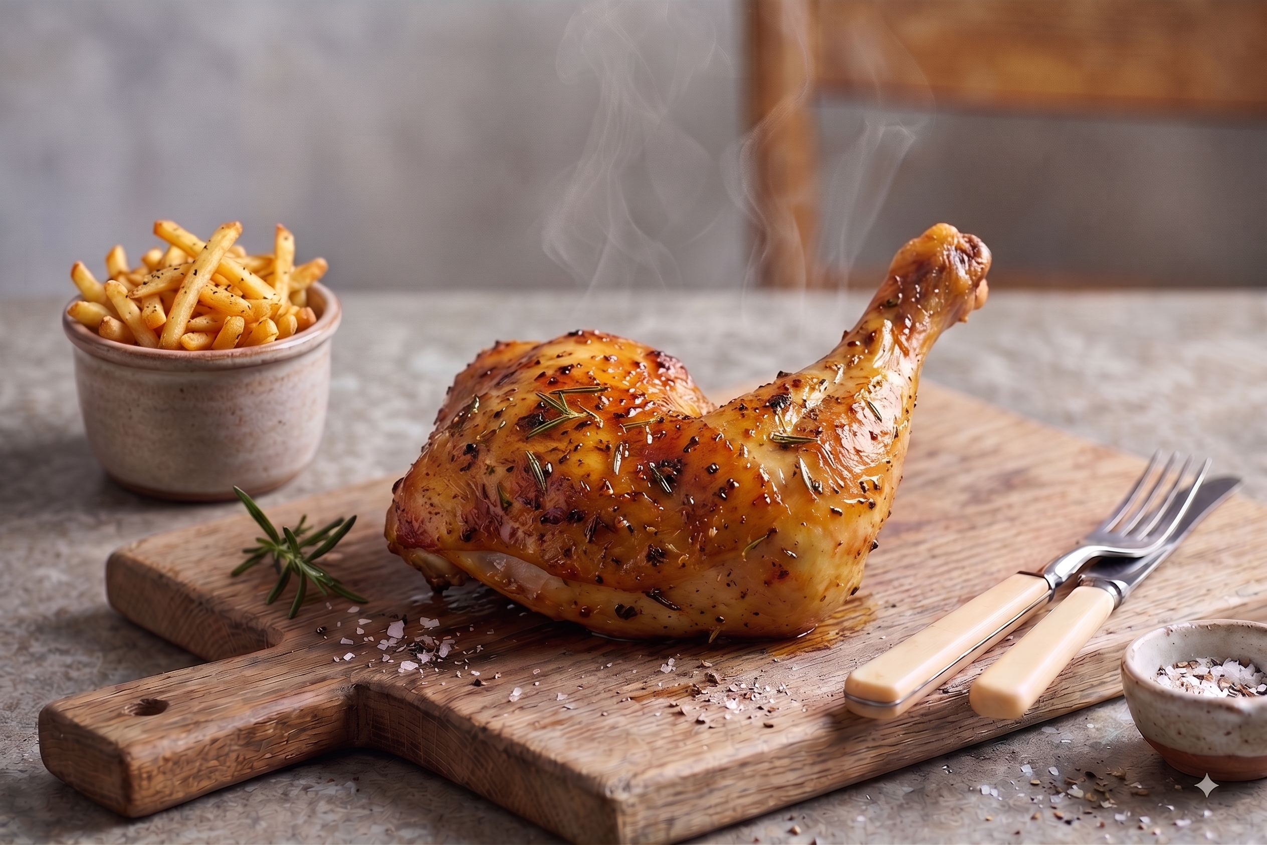 1/4 Pollo Asado (tuto) con papas fritas individual $5.400 - Tremendo Pollo La Florida